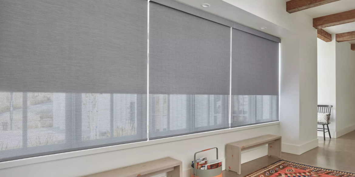 Gray roller shades